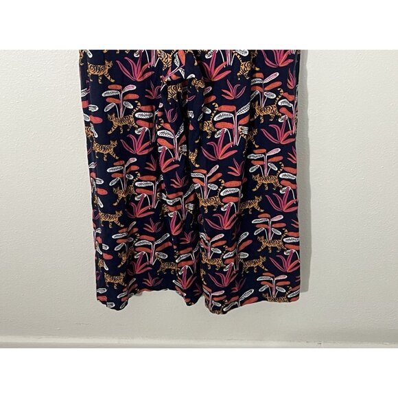 ModCloth Bold Notion Cat Jumpsuit Size Small Linen Blend Colorful - Picture 11 of 16